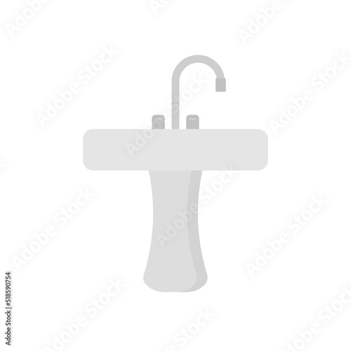 Flat icon bathroom sink isolated on white background. Vector illustration.