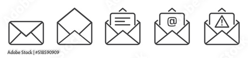 Mail vector thin line icon collection on white background - mail envelope icon vector illustration
