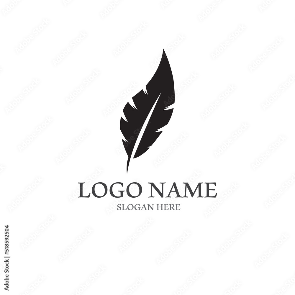 feather logo with vector style template