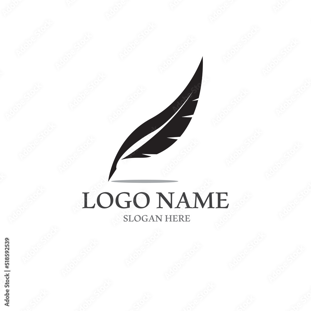 feather logo with vector style template