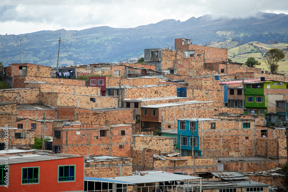 view of the city, brick houses, Ciudad Bolivar, Bogotá Colombia