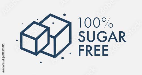 Sugar free vector label for cafe menu, restaurant, t shirt, healthy food icon, natural organic nutrition tag, vegan product. 10 eps