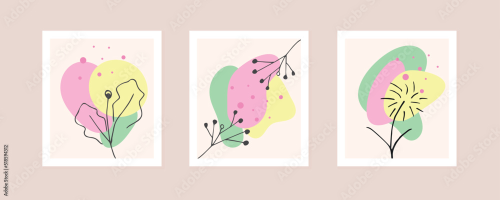 hand drawn abstract set of unusual boho style flowers with a color form. Vector flat illustration for drawing design, logo, posters, invitation, greeting card hand drawn abstract set of unusual boho style flowers with a color form. Vector flat illustration for drawing design, logo, posters, invitation, greeting card