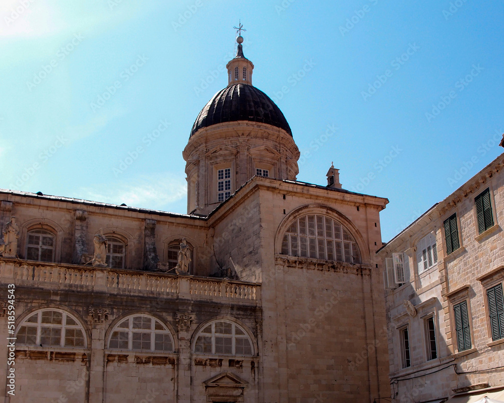 The cathedral of the ancient city, the famous landmark of the old town, Cathedral of the Assumption, Dubrovnik