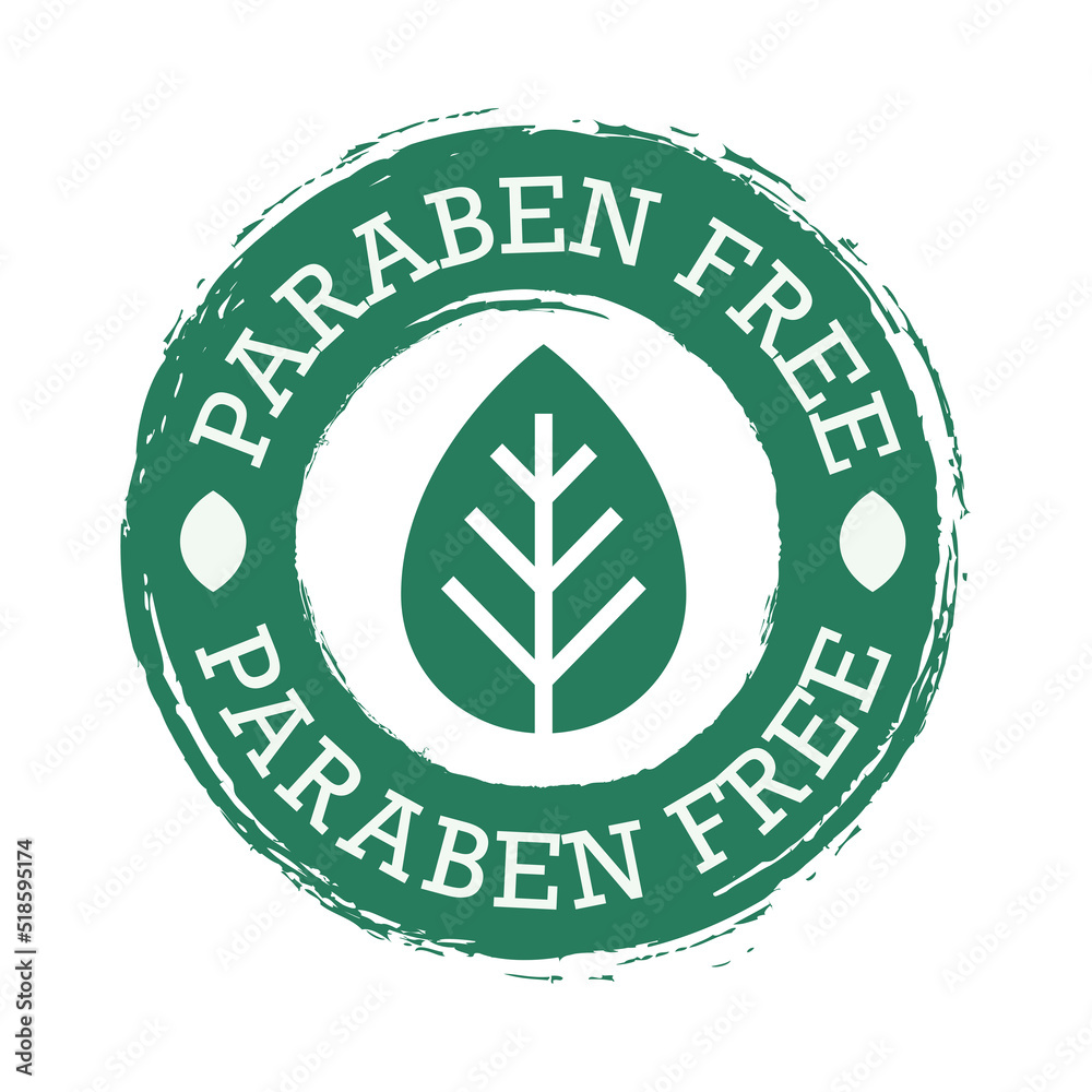 Paraben free vector cosmetic label for natural ingredients, eco friendly, skincare health safe product no paraben. 10 eps