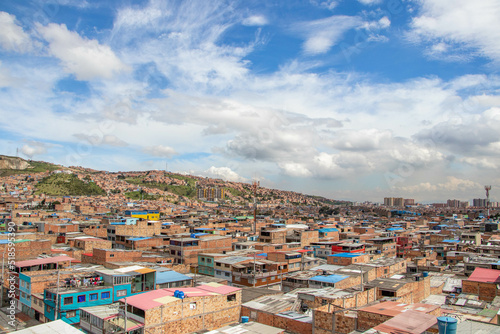 view from the top of the mountain, colorful houses, Ciudad Bolivar, Bogotá Colombia photo
