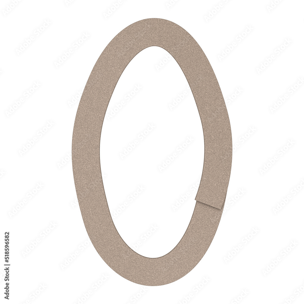 Letter O made of a bent strip of cardboard, isolated on white, 3d rendering Letter O made of a bent strip of cardboard, isolated on white, 3d rendering
