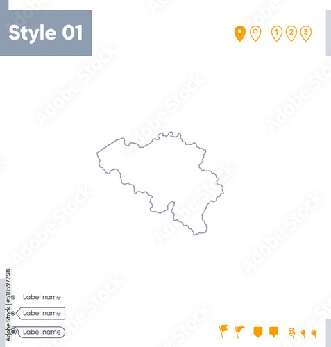 Belgium - stroke map isolated on white background. Outline map. Vector map