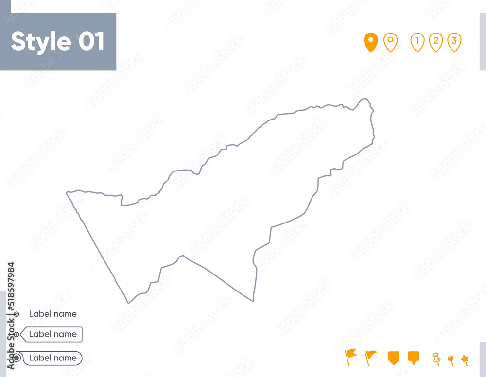 Fototapeta premium Pando, Bolivia - stroke map isolated on white background. Outline map. Vector map
