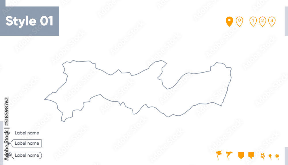 Fototapeta Pernambuco, Brazil - stroke map isolated on white background. Outline map. Vector map