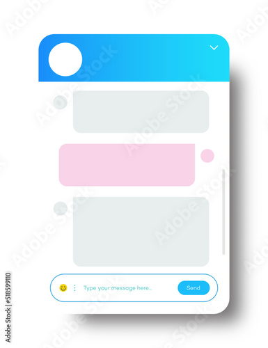 Chat window for website and mobile app isolated on background. Social communication chatting, chat bot. Group text messaging app. Vector 10 eps