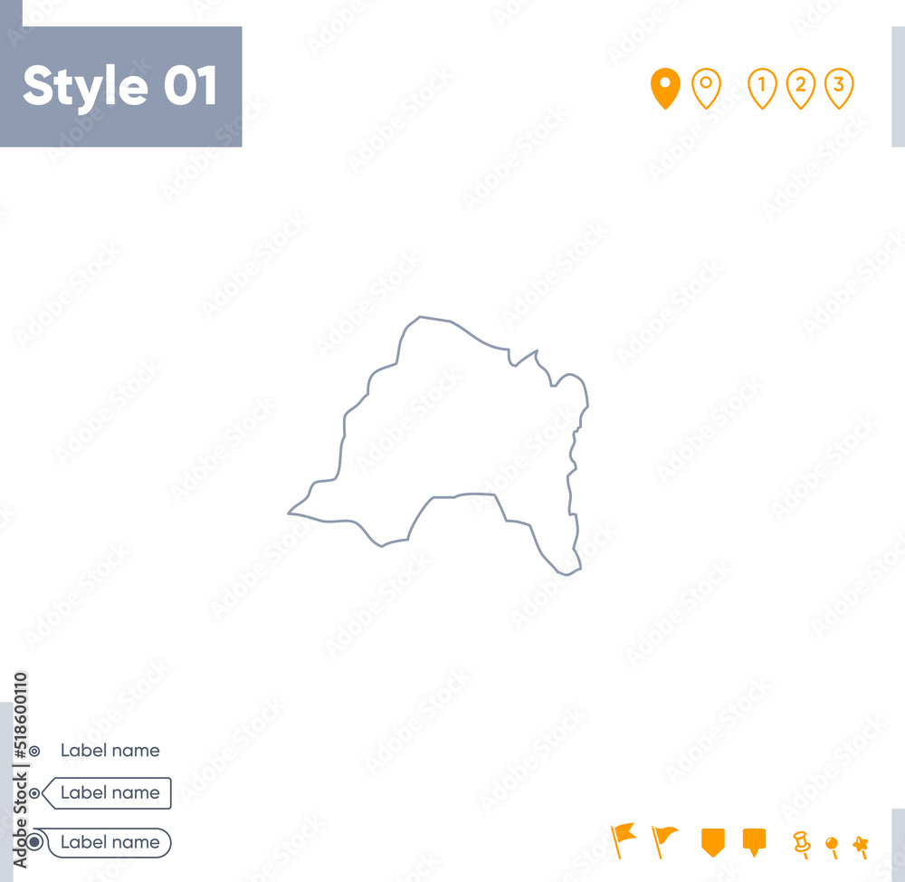 Santiago Metropolitan, Chile - stroke map isolated on white background. Outline map. Vector map Santiago Metropolitan, Chile - stroke map isolated on white background. Outline map. Vector map