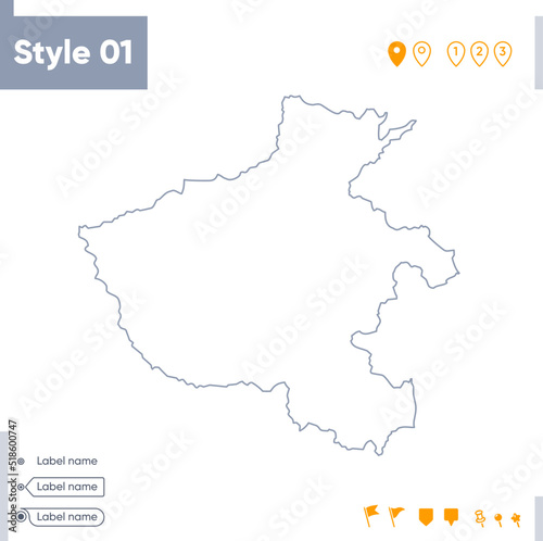 Henan  China - stroke map isolated on white background. Outline map. Vector map
