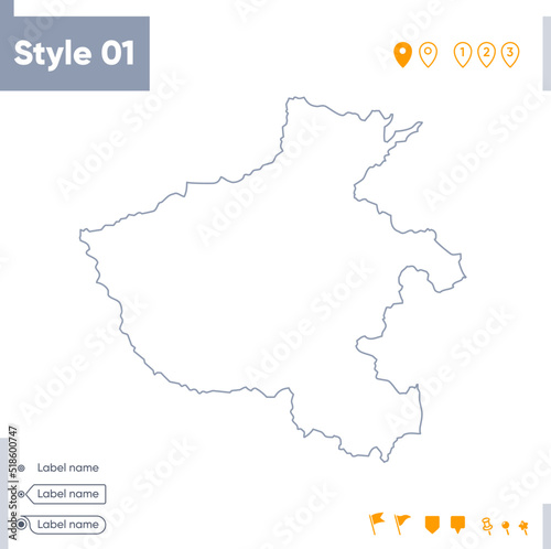 Henan, China - stroke map isolated on white background. Outline map. Vector map