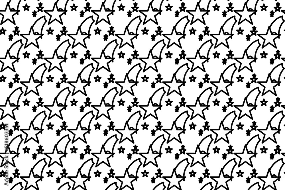 Seamless pattern completely filled with outlines of fireworks symbols. Elements are evenly spaced. Vector illustration on white background Seamless pattern completely filled with outlines of fireworks symbols. Elements are evenly spaced. Vector illustration on white background