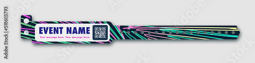 Bracelet vector template event access lightning background for id fan zone or vip, party entrance, concert backstage identification, security checking, event. Mock up festival bracelet. 10 eps