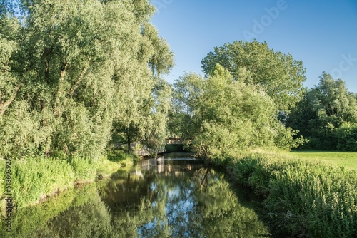 Nantwich Mill Island Bridge Over River Weaver Sunny Evening Landscape photo