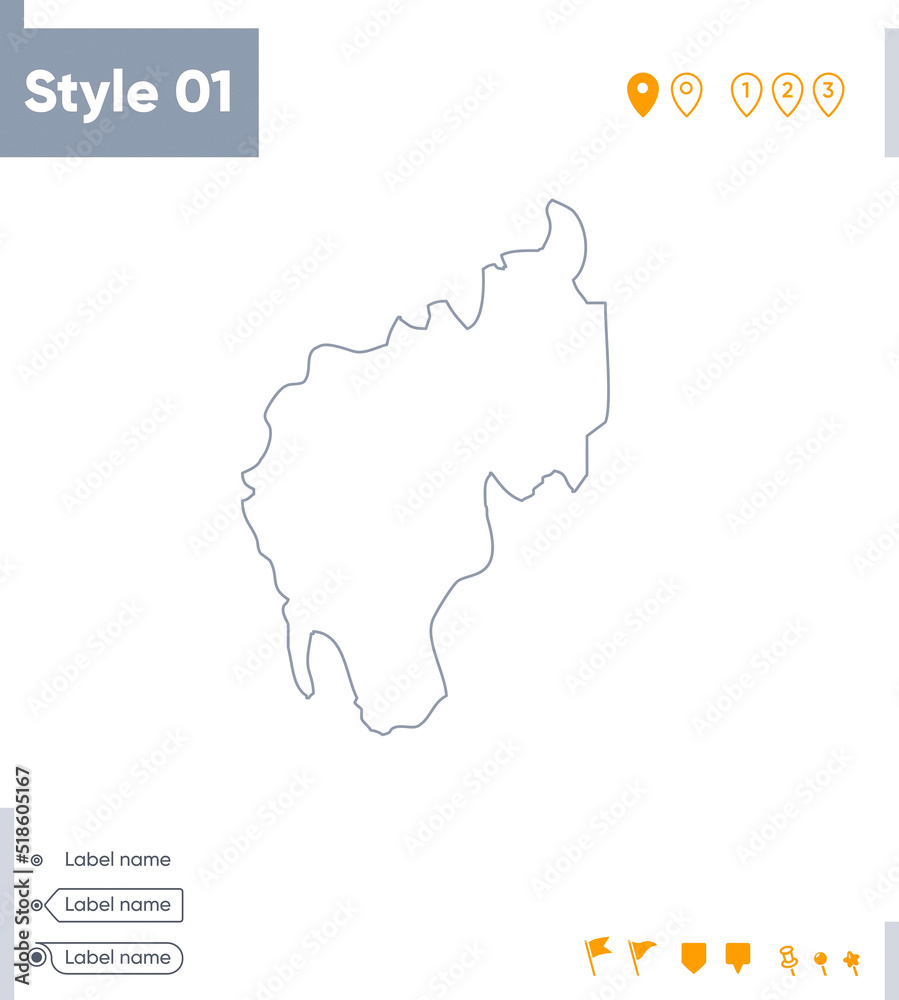 Tripura, India - stroke map isolated on white background. Outline map. Vector map