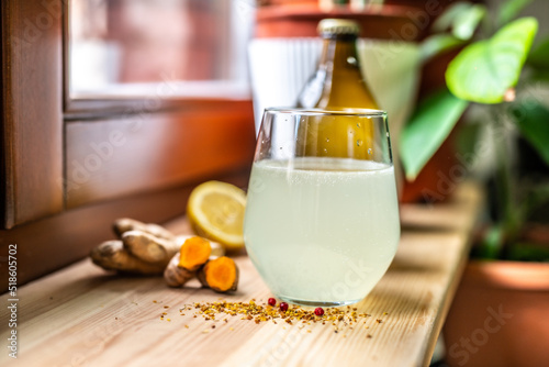 glass of kombucha water kefir