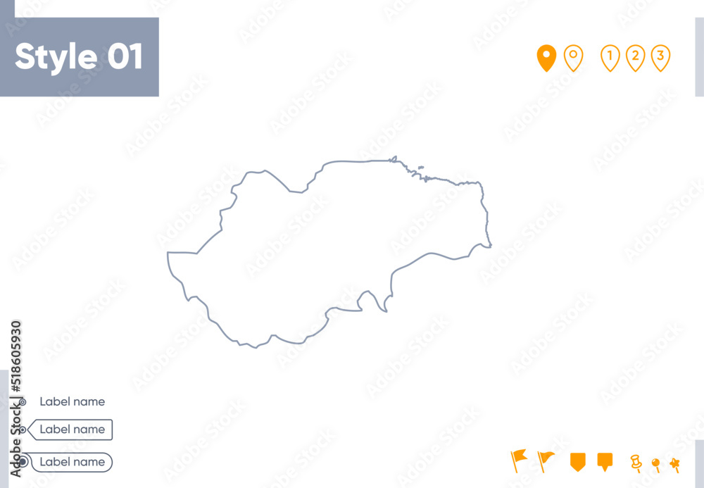 Fototapeta premium Jambi, Indonesia - stroke map isolated on white background. Outline map. Vector map
