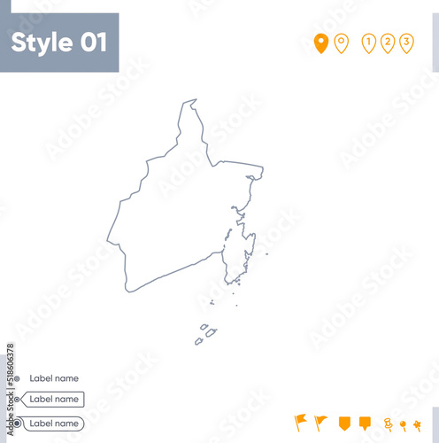 South Kalimantan, Indonesia - stroke map isolated on white background. Outline map. Vector map