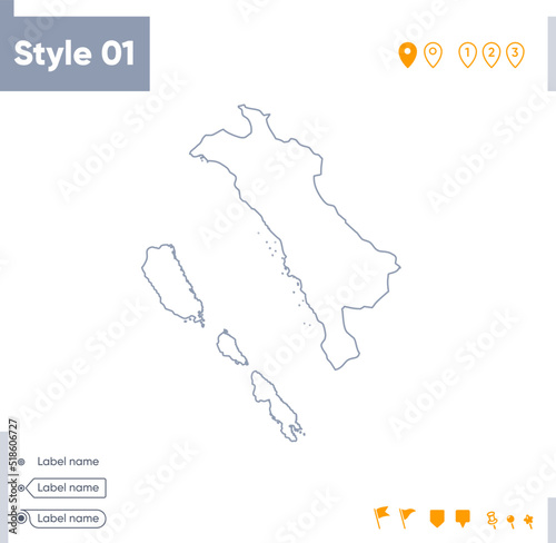 West Sumatra, Indonesia - stroke map isolated on white background. Outline map. Vector map