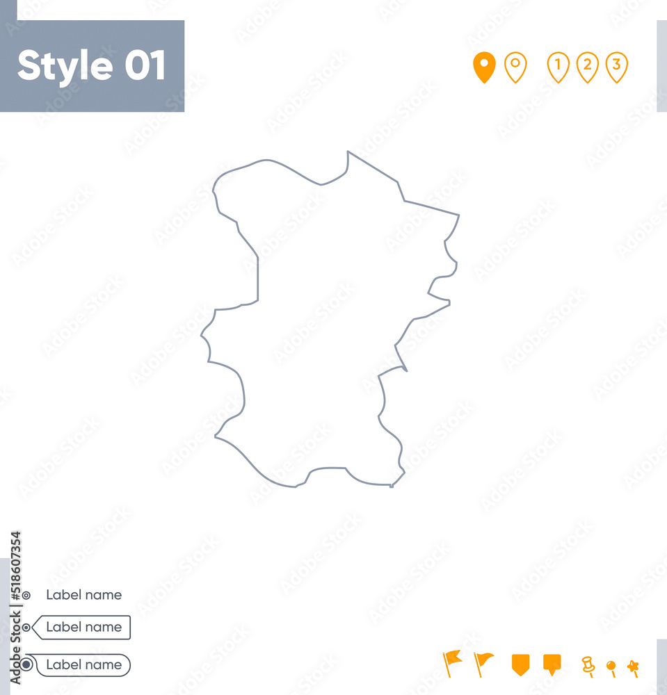 Hamadan, Iran - stroke map isolated on white background. Outline map. Vector map