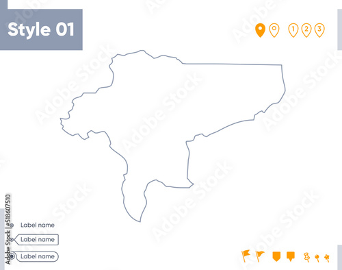 Isfahan, Iran - stroke map isolated on white background. Outline map. Vector map