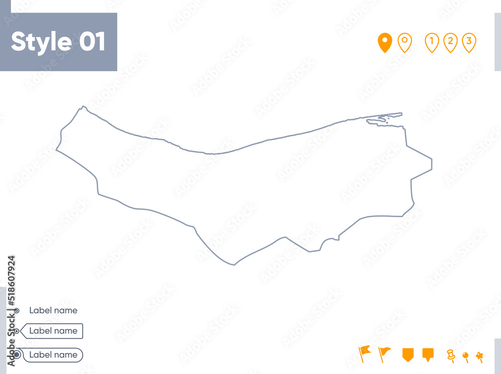 Fototapeta Mazandaran, Iran - stroke map isolated on white background. Outline map. Vector map