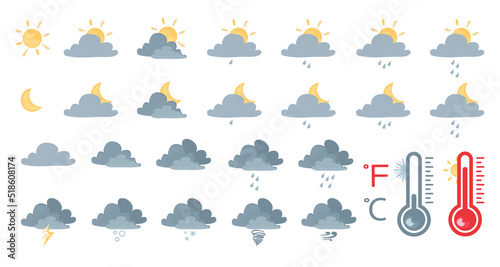 Weather icons set vector illustration isolated on white background