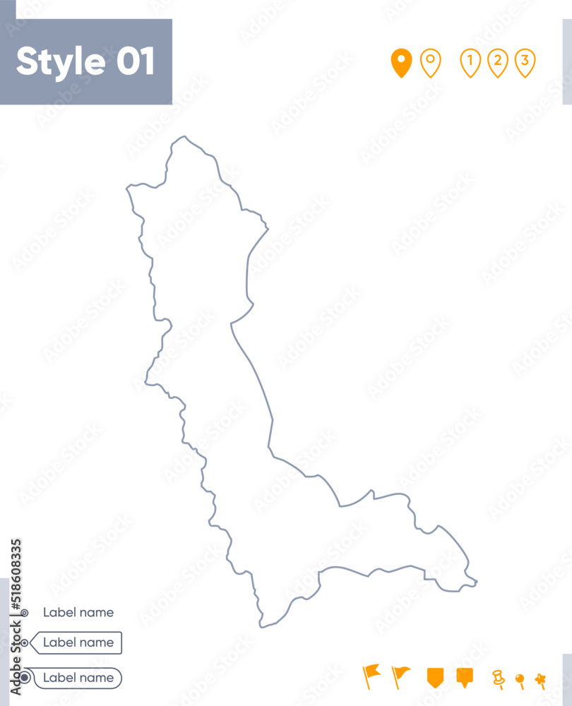 West Azerbaijan, Iran - stroke map isolated on white background. Outline map. Vector map