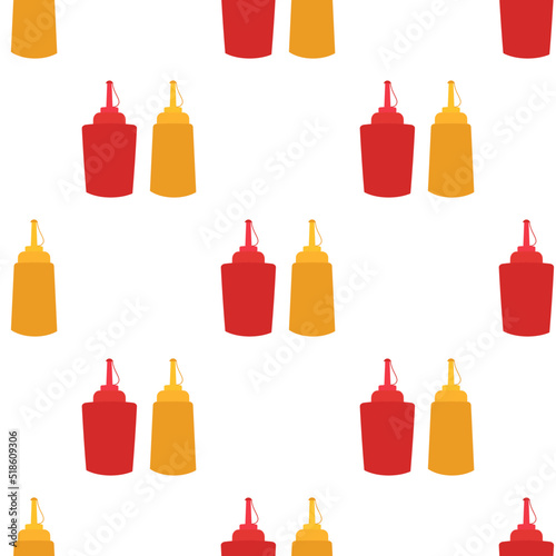 vector seamless pattern with ketchup and mustard