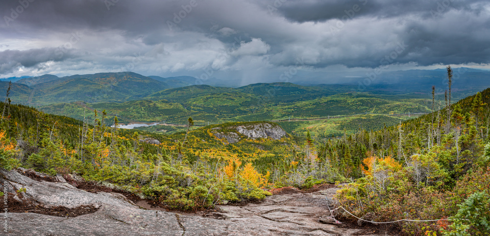 Massive storm passing by above Morios mountain at Fall, Charlevoix, QC, Canada