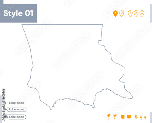 Jambyl, Kazakhstan - stroke map isolated on white background. Outline map. Vector map