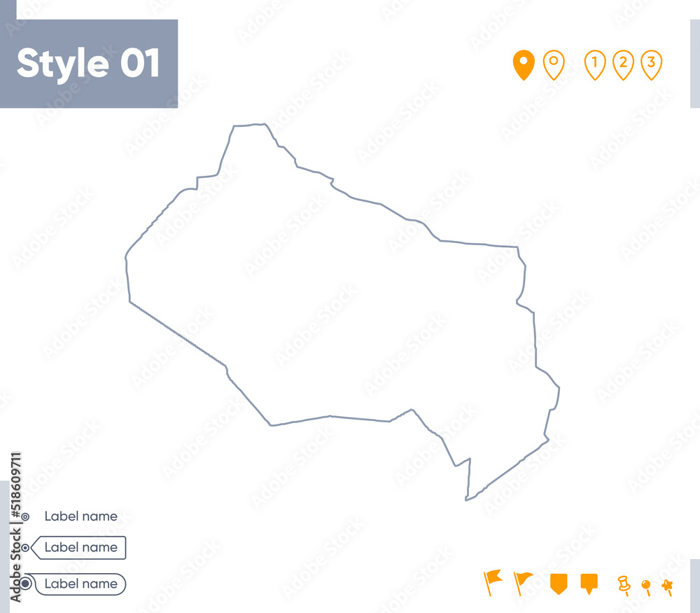 Kyzylorda, Kazakhstan - stroke map isolated on white background. Outline map. Vector map