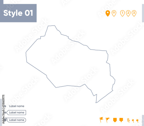 Kyzylorda, Kazakhstan - stroke map isolated on white background. Outline map. Vector map