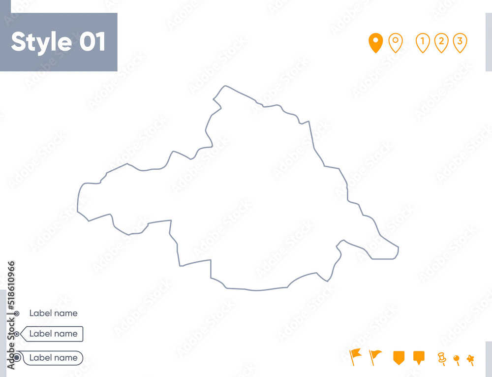 Arkhangai, Mongolia - stroke map isolated on white background. Outline map. Vector map Arkhangai, Mongolia - stroke map isolated on white background. Outline map. Vector map