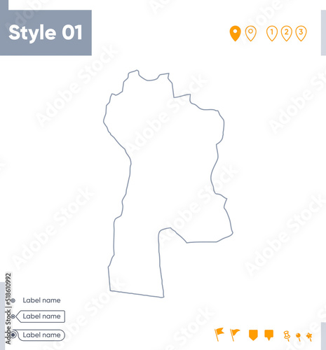 Bayankhongor, Mongolia - stroke map isolated on white background. Outline map. Vector map