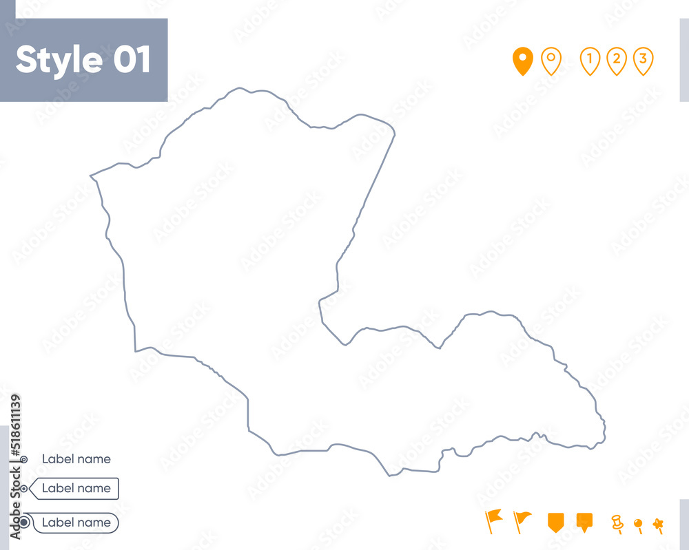 Dornod, Mongolia - stroke map isolated on white background. Outline map. Vector map