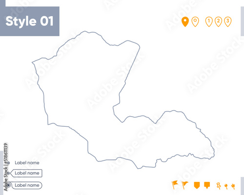 Dornod, Mongolia - stroke map isolated on white background. Outline map. Vector map