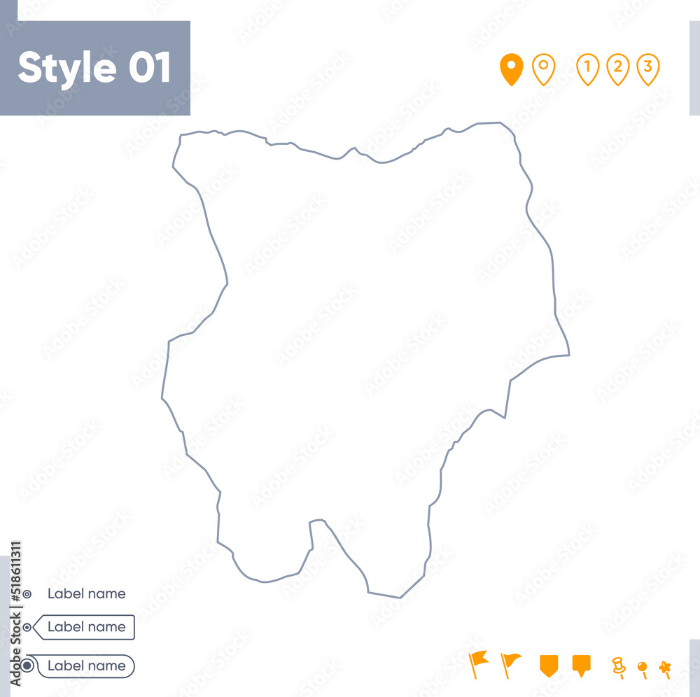 Khentii, Mongolia - stroke map isolated on white background. Outline map. Vector map Khentii, Mongolia - stroke map isolated on white background. Outline map. Vector map