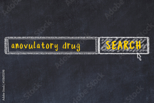 Chalk sketch of browser window with search form and inscription anovulatory drug photo