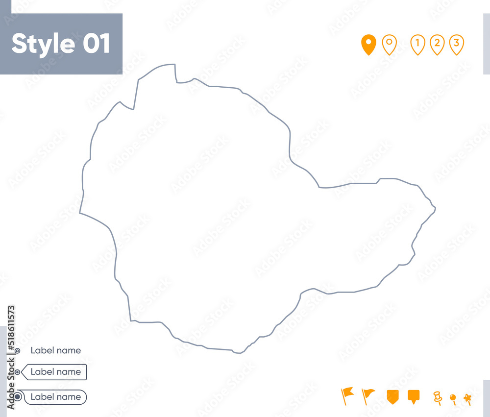 Sukhbaatar, Mongolia - stroke map isolated on white background. Outline map. Vector map Sukhbaatar, Mongolia - stroke map isolated on white background. Outline map. Vector map