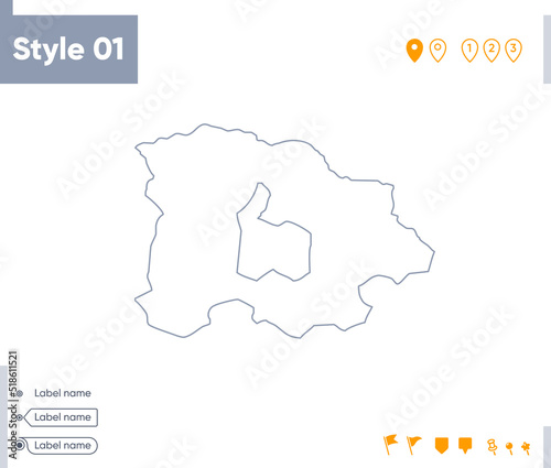 Selenge, Mongolia - stroke map isolated on white background. Outline map. Vector map