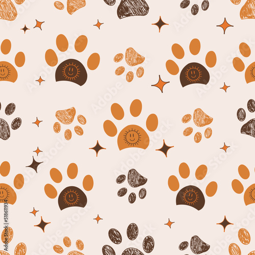 Paw prints kids, baby shower, t-shirt, fabric textile design for children textile design