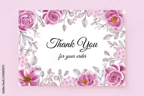 rose pink thank you card template © orchidart
