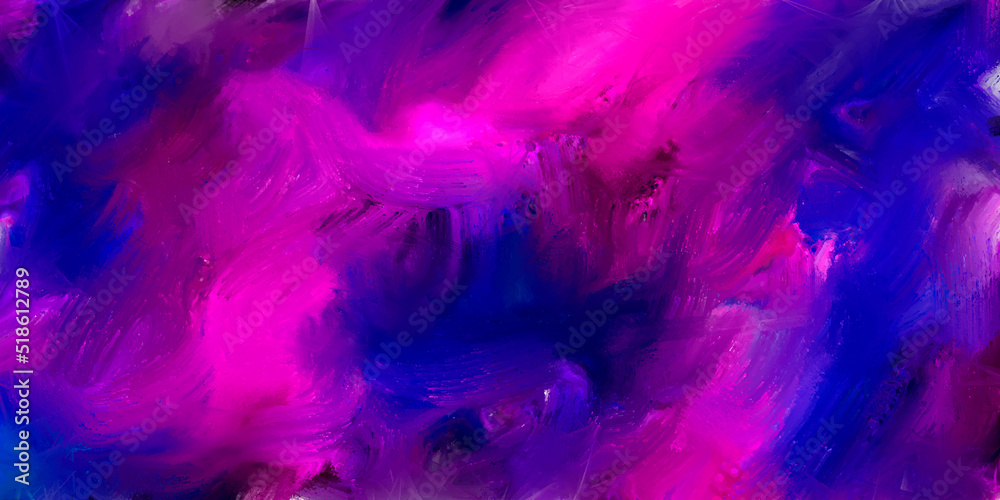 Dark blue and pink brush stroke abstract oil paint texture on canvas. . Blue and teal background made with rough brush strokes. Oil on canvas artwork. Acrylic art artistic texture. 