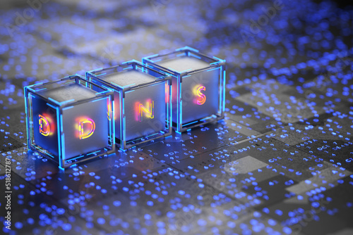 DNS server. DNS network service concept. 3d render. photo