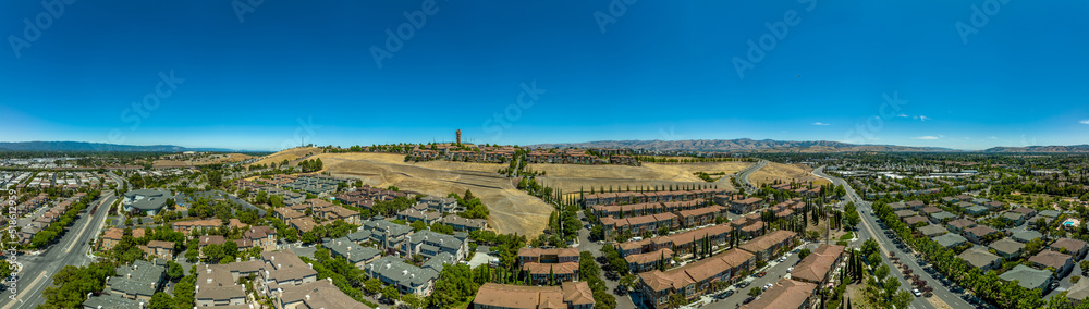 Aerial view of million dollar luxury homes on Communications Hill San Jose Silicon Valley California