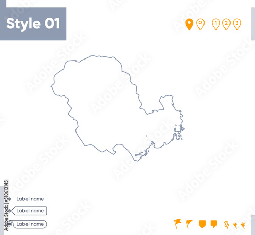 Vestfold Og Telemark, Norway - stroke map isolated on white background. Outline map. Vector map